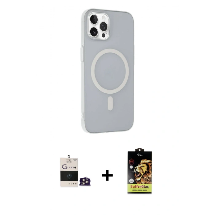 MARSİLYAN™- iPhone 14 Pro Max Kılıf Çekirdek Modern Prime - Siyah Buffer Cam Ekran Koruyucu + Bilvis Titan Kamera Lens - GD