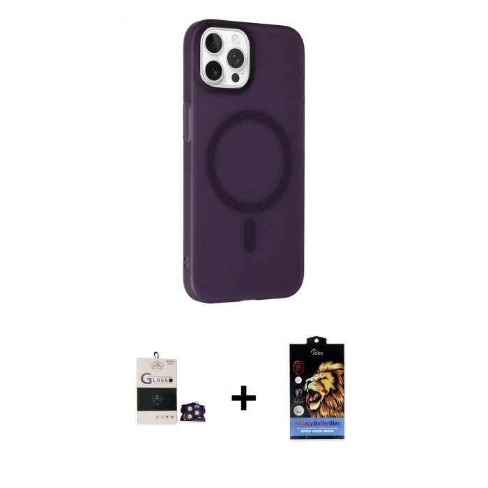 MARSİLYAN™- iPhone 14 Pro Max Kılıf Çekirdek Modern Prime - Siyah Buffer Hayalet Cam Ekran Koruyucu + Bilvis Titan Kamera Lens - GD