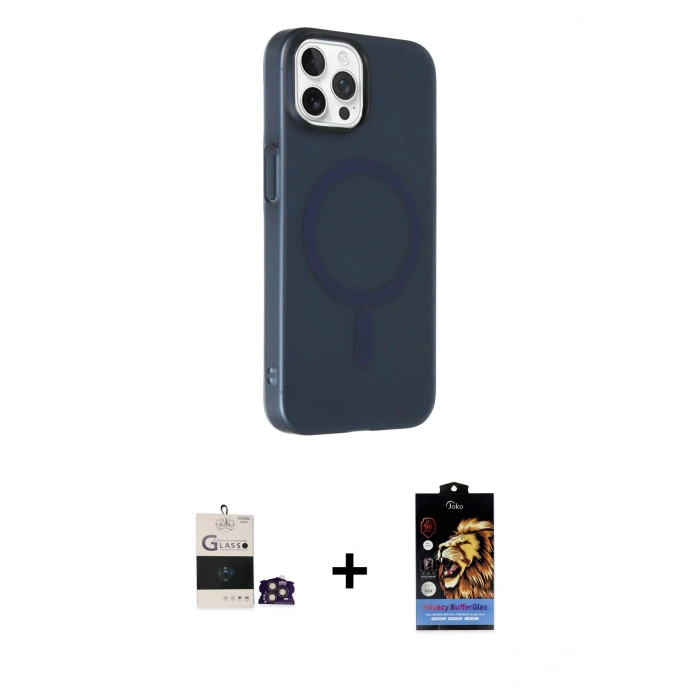 MARSİLYAN™- iPhone 14 Pro Max Kılıf Çekirdek Modern Prime - Siyah Buffer Hayalet Cam Ekran Koruyucu + Bilvis Titan Kamera Lens - GD