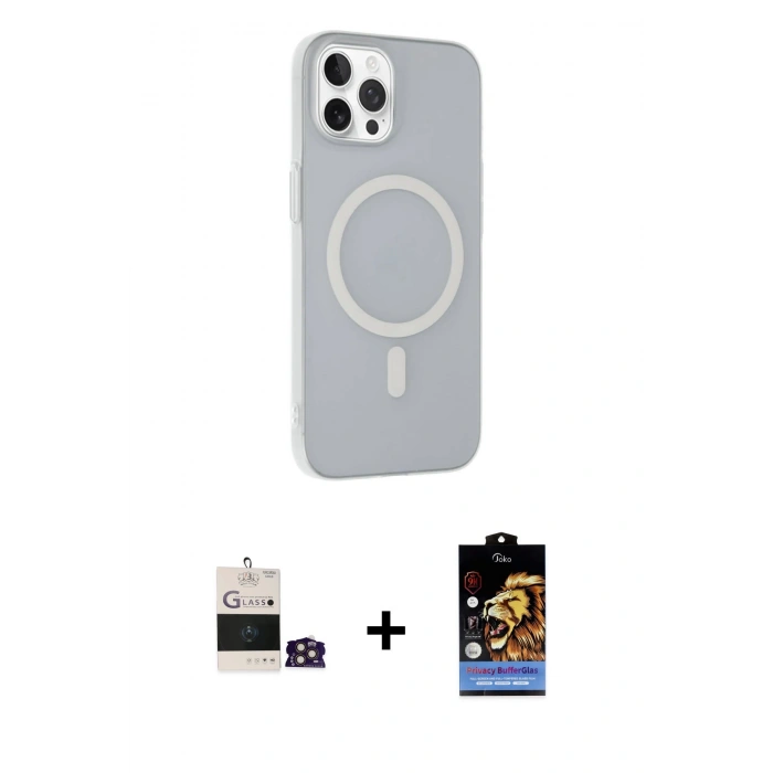 MARSİLYAN™- iPhone 14 Pro Max Kılıf Çekirdek Modern Prime - Siyah Buffer Hayalet Cam Ekran Koruyucu + Bilvis Titan Kamera Lens - GD
