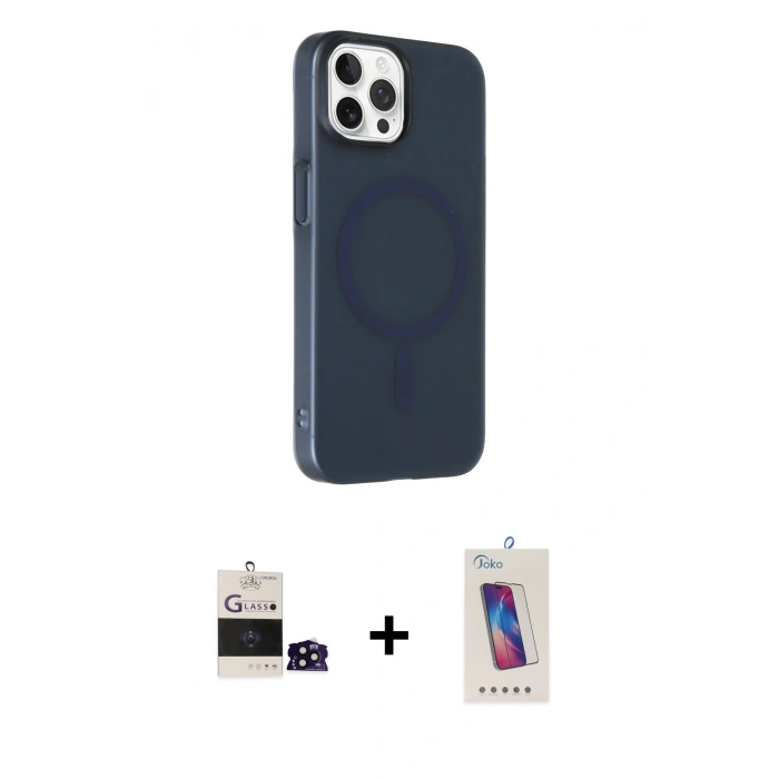 MARSİLYAN™- iPhone 14 Pro Max Kılıf Çekirdek Modern Prime - Siyah Joko 5D Cam + Bilvis Titan Kamera Lens - SH