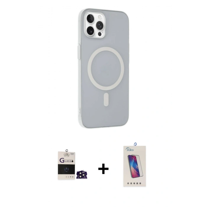 MARSİLYAN™- iPhone 14 Pro Max Kılıf Çekirdek Modern Prime - Siyah Joko 5D Cam + Derin Mor Bilvis Titan Kamera Lens