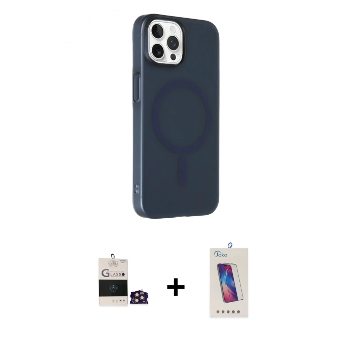MARSİLYAN™- iPhone 14 Pro Max Kılıf Çekirdek Modern Prime - Siyah Joko 5D Cam + Gold Bilvis Titan Kamera Lens