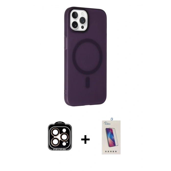 MARSİLYAN™- iPhone 14 Pro Max Kılıf Çekirdek Modern Prime - Siyah Joko 5D Cam + PVD Metal Kamera Lens - TU