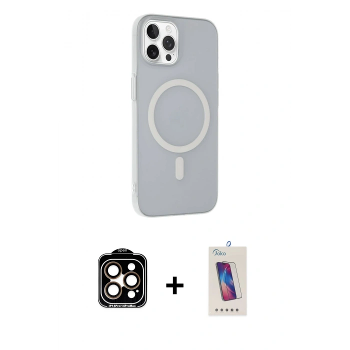 MARSİLYAN™- iPhone 14 Pro Max Kılıf Çekirdek Modern Prime - Siyah Joko 5D Cam + PVD Metal Kamera Lens - TU