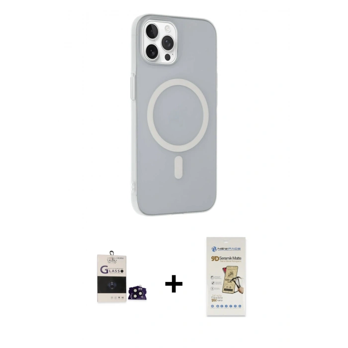 MARSİLYAN™- iPhone 14 Pro Max Kılıf Çekirdek Modern Prime - Siyah Mat Seramik Nano Ekran Koruyucu + Bilvis Titan Kamera Lens - SH
