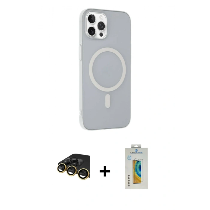 MARSİLYAN™- iPhone 14 Pro Max Kılıf Çekirdek Modern Prime - Siyah Polymer Nano Ekran Koruyucu + Raze Metal Kamera Lens - GD