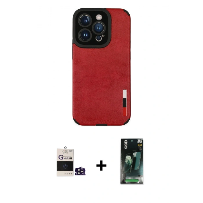 MARSİLYAN™- iPhone 14 Pro Max Kılıf Doruk Asil Koleksiyonu - Şeffaf 360 Full Body Arka Koruyucu + Derin Mor Bilvis Titan Kamera Lens