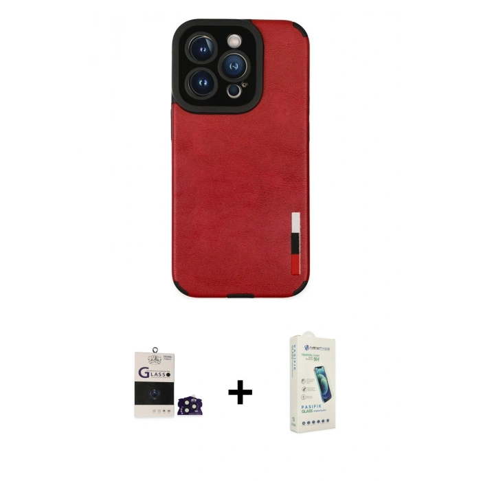 MARSİLYAN™- iPhone 14 Pro Max Kılıf Doruk Asil Koleksiyonu - Şeffaf Pasifik Cam Ekran Koruyucu + Bilvis Titan Kamera Lens - DNMR
