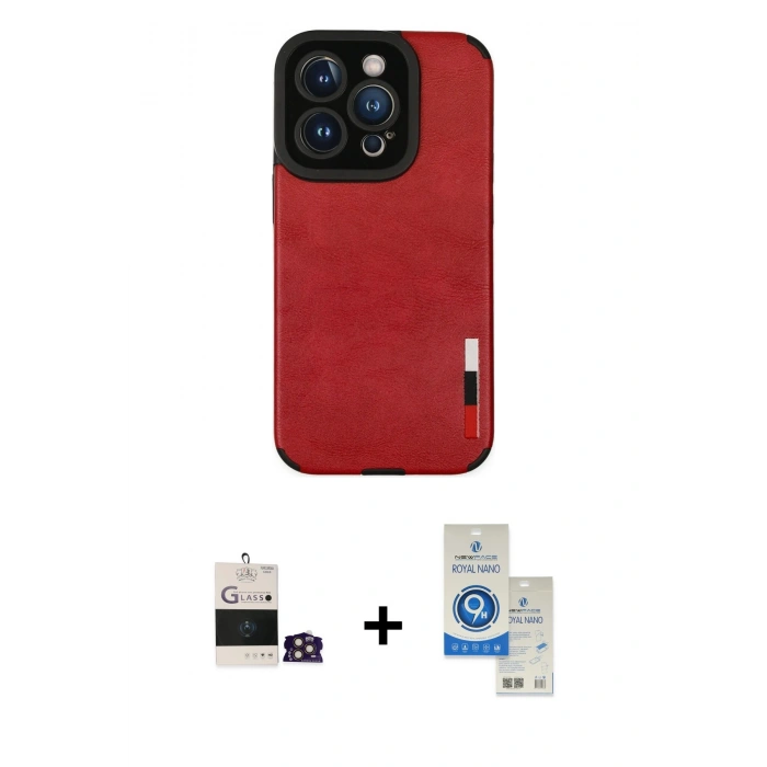 MARSİLYAN™- iPhone 14 Pro Max Kılıf Doruk Asil Koleksiyonu - Şeffaf Royal Nano Ekran Koruyucu + Bilvis Titan Kamera Lens - GD