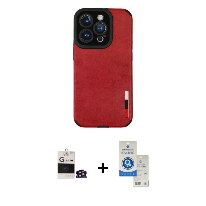 MARSİLYAN™- iPhone 14 Pro Max Kılıf Doruk Asil Koleksiyonu - Şeffaf Royal Nano Ekran Koruyucu + Bilvis Titan Kamera Lens - DNMR