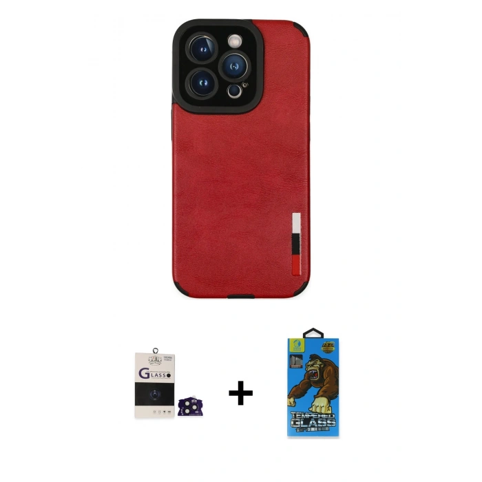 MARSİLYAN™- iPhone 14 Pro Max Kılıf Doruk Asil Koleksiyonu - Siyah 18D Cam Ekran Koruyucu + Bilvis Titan Kamera Lens - DNMR