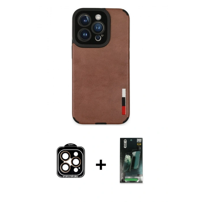 MARSİLYAN™- iPhone 14 Pro Max Kılıf Doruk Asil Koleksiyonu - Siyah 360 Mat Full Body Arka Koruyucu + PVD Metal Kamera Lens - TU