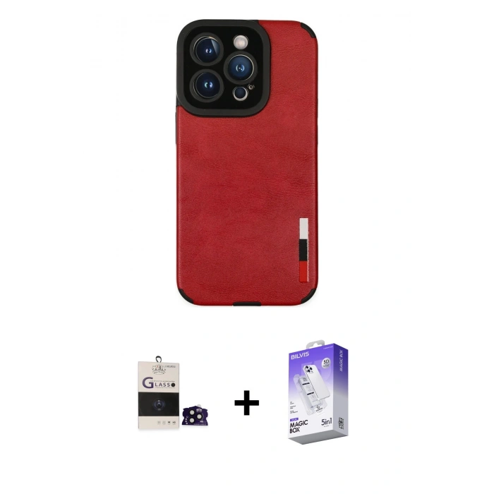 MARSİLYAN™- iPhone 14 Pro Max Kılıf Doruk Asil Koleksiyonu - Siyah Bilvis 5in1 3D Magic Cam Ekran Koruyucu + Bilvis Titan Kamera Lens - SH