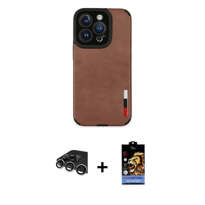 MARSİLYAN™- iPhone 14 Pro Max Kılıf Doruk Asil Koleksiyonu - Siyah Buffer Hayalet Cam Ekran Koruyucu + Raze Metal Kamera Lens - GS
