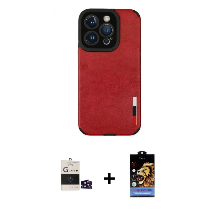 MARSİLYAN™- iPhone 14 Pro Max Kılıf Doruk Asil Koleksiyonu - Siyah Buffer Hayalet Cam Ekran Koruyucu + Bilvis Titan Kamera Lens - SH