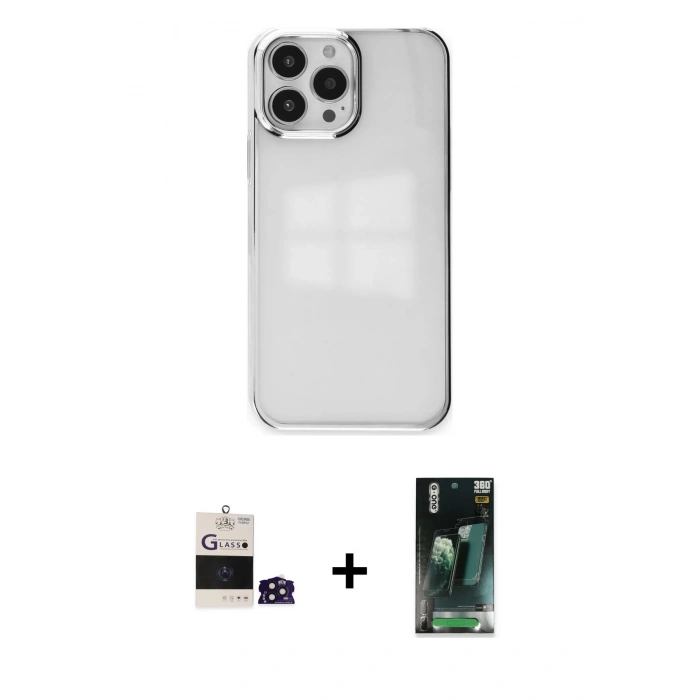 MARSİLYAN™- iPhone 14 Pro Max Kılıf Doruk Doku Prime - Şeffaf 360 Full Body Arka Koruyucu + Bilvis Titan Kamera Lens - DNMR