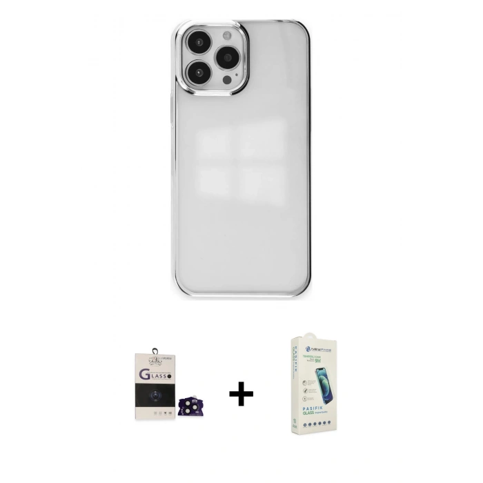 MARSİLYAN™- iPhone 14 Pro Max Kılıf Doruk Doku Prime - Şeffaf Pasifik Cam Ekran Koruyucu + Bilvis Titan Kamera Lens - SH