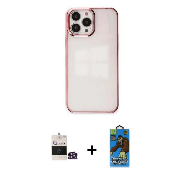 MARSİLYAN™- iPhone 14 Pro Max Kılıf Doruk Doku Prime - Siyah 18D Cam Ekran Koruyucu + Bilvis Titan Kamera Lens - GD