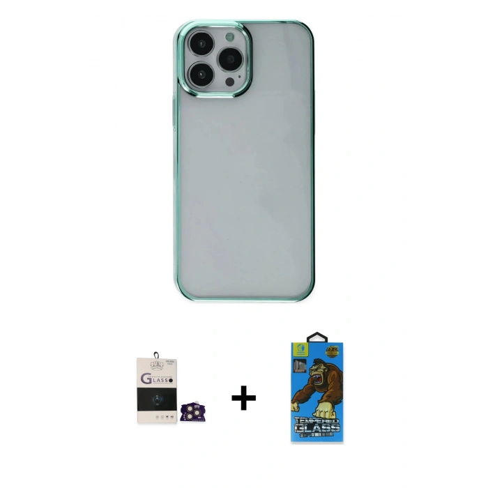 MARSİLYAN™- iPhone 14 Pro Max Kılıf Doruk Doku Prime - Siyah 18D Cam Ekran Koruyucu + Bilvis Titan Kamera Lens - GD