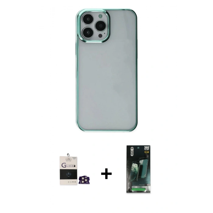 MARSİLYAN™- iPhone 14 Pro Max Kılıf Doruk Doku Prime - Siyah 360 Mat Full Body Arka Koruyucu + Bilvis Titan Kamera Lens - GD