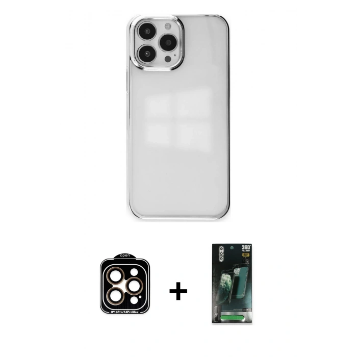 MARSİLYAN™- iPhone 14 Pro Max Kılıf Doruk Doku Prime - Siyah 360 Mat Full Body Arka Koruyucu + PVD Metal Kamera Lens - TU