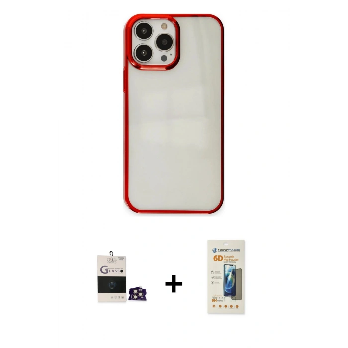 MARSİLYAN™- iPhone 14 Pro Max Kılıf Doruk Doku Prime - Siyah 6D Mat Seramik Hayalet Nano Ekran Koruyucu + Bilvis Titan Kamera Lens - GD