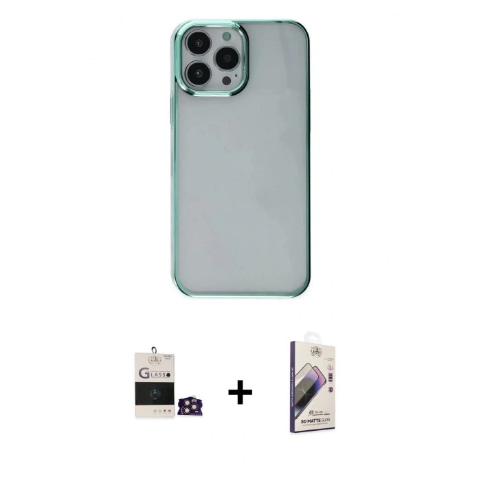 MARSİLYAN™- iPhone 14 Pro Max Kılıf Doruk Doku Prime - Siyah Bilvis 3D Mat Cam Ekran Koruyucu + Bilvis Titan Kamera Lens - GD