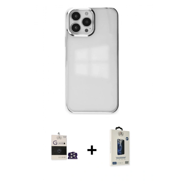 MARSİLYAN™- iPhone 14 Pro Max Kılıf Doruk Doku Prime - Siyah Bilvis Hayalet Cam Ekran Koruyucu + Bilvis Titan Kamera Lens - GS