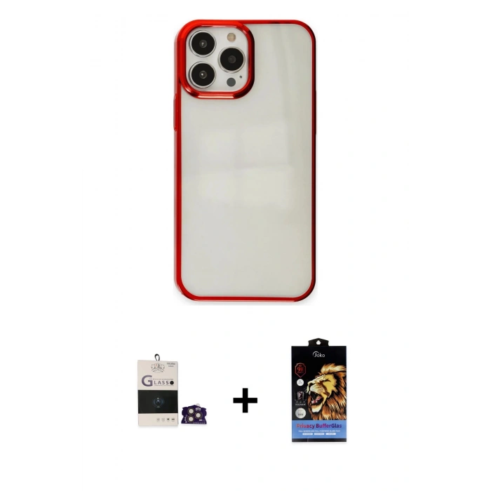 MARSİLYAN™- iPhone 14 Pro Max Kılıf Doruk Doku Prime - Siyah Buffer Hayalet Cam Ekran Koruyucu + Bilvis Titan Kamera Lens - GD