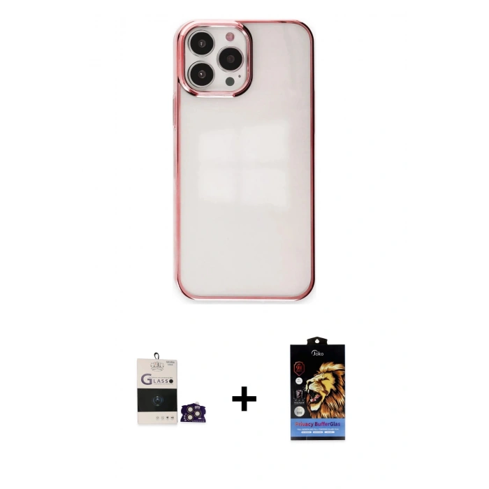 MARSİLYAN™- iPhone 14 Pro Max Kılıf Doruk Doku Prime - Siyah Buffer Hayalet Cam Ekran Koruyucu + Bilvis Titan Kamera Lens - GD