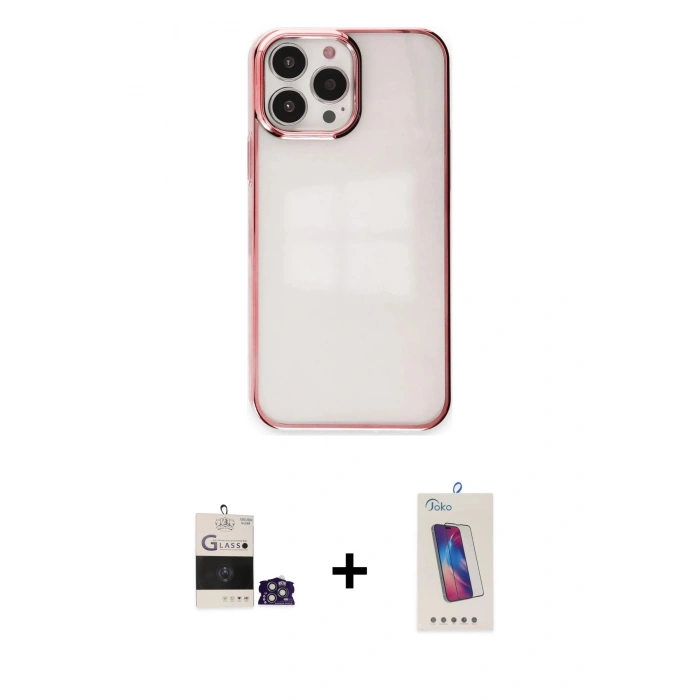 MARSİLYAN™- iPhone 14 Pro Max Kılıf Doruk Doku Prime - Siyah Joko 5D Cam + Bilvis Titan Kamera Lens - GS