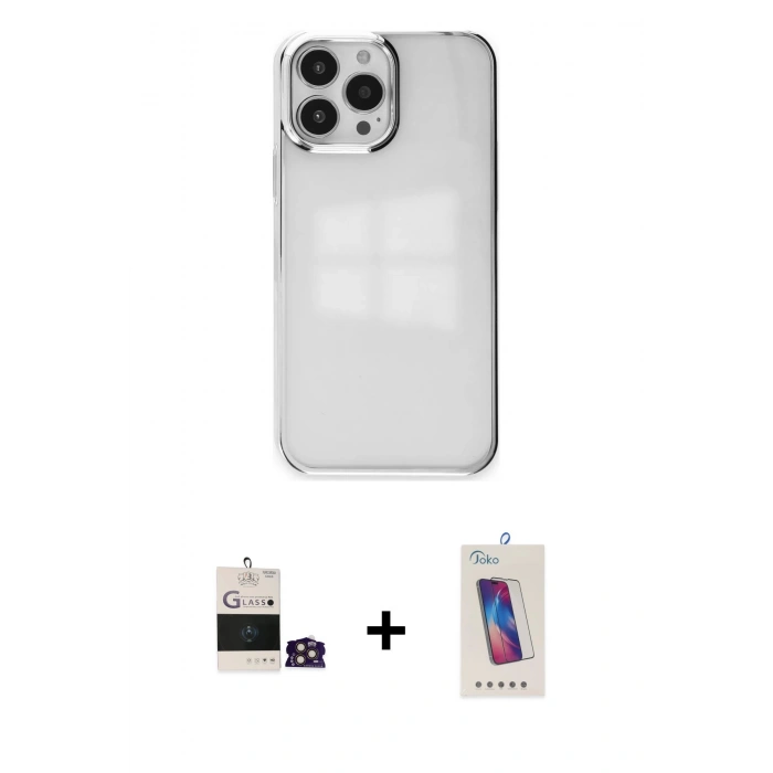 MARSİLYAN™- iPhone 14 Pro Max Kılıf Doruk Doku Prime - Siyah Joko 5D Cam + Bilvis Titan Kamera Lens - GD