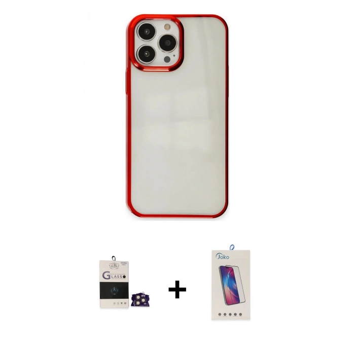 MARSİLYAN™- iPhone 14 Pro Max Kılıf Doruk Doku Prime - Siyah Joko 5D Cam + Bilvis Titan Kamera Lens - GD