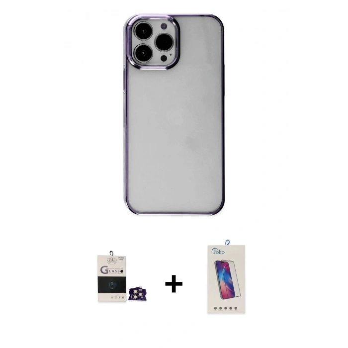 MARSİLYAN™- iPhone 14 Pro Max Kılıf Doruk Doku Prime - Siyah Joko 5D Cam + Bilvis Titan Kamera Lens - GD