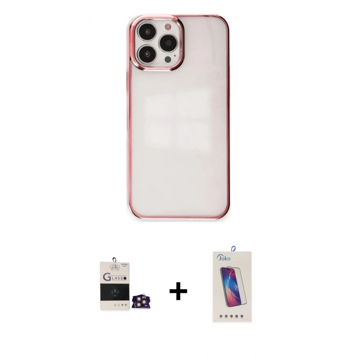 MARSİLYAN™- iPhone 14 Pro Max Kılıf Doruk Doku Prime - Siyah Joko 5D Cam + Bilvis Titan Kamera Lens - GD