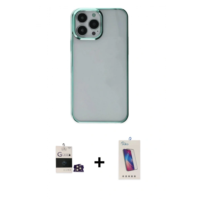 MARSİLYAN™- iPhone 14 Pro Max Kılıf Doruk Doku Prime - Siyah Joko 5D Cam + Bilvis Titan Kamera Lens - GD