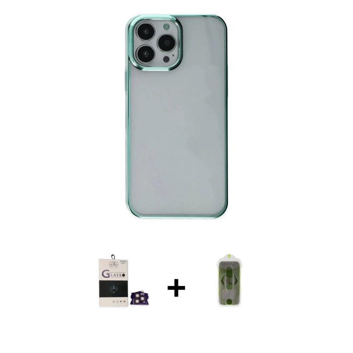 MARSİLYAN™- iPhone 14 Pro Max Kılıf Doruk Doku Prime - Siyah Joko Magic 5D Hayalet Cam + Bilvis Titan Kamera Lens - GD