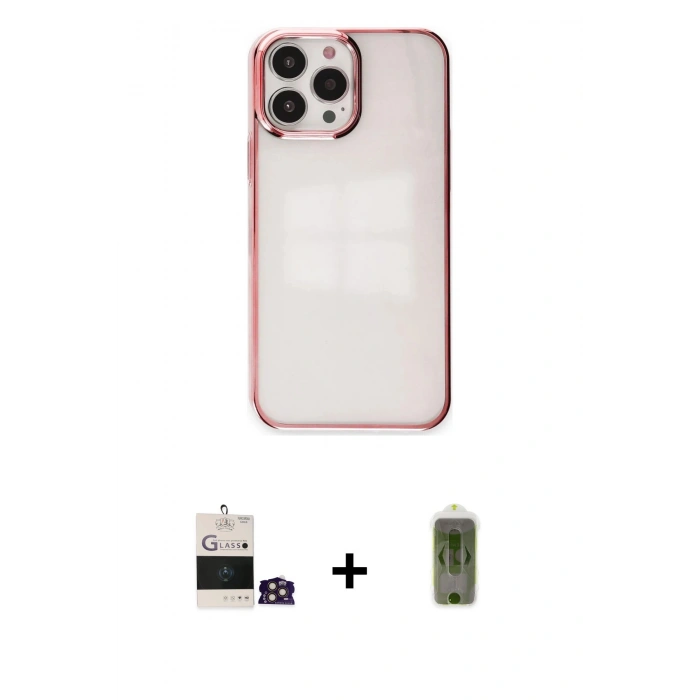 MARSİLYAN™- iPhone 14 Pro Max Kılıf Doruk Doku Prime - Siyah Joko Magic 5D Hayalet Cam + Bilvis Titan Kamera Lens - GD