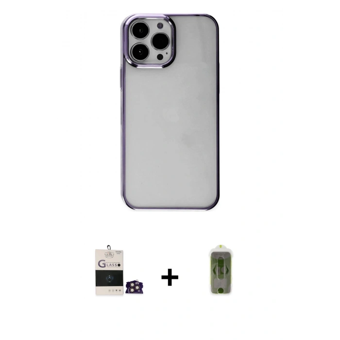 MARSİLYAN™- iPhone 14 Pro Max Kılıf Doruk Doku Prime - Siyah Joko Magic 5D Hayalet Cam + Bilvis Titan Kamera Lens - GD
