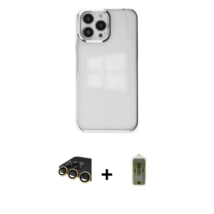 MARSİLYAN™- iPhone 14 Pro Max Kılıf Doruk Doku Prime - Siyah Joko Magic 5D Hayalet Cam + Raze Metal Kamera Lens - GD