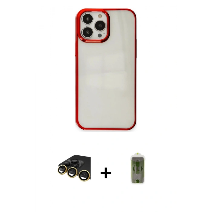 MARSİLYAN™- iPhone 14 Pro Max Kılıf Doruk Doku Prime - Siyah Joko Magic 5D Hayalet Cam + Raze Metal Kamera Lens - GD