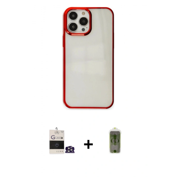 MARSİLYAN™- iPhone 14 Pro Max Kılıf Doruk Doku Prime - Siyah Joko Magic 5D Hayalet Cam + Bilvis Titan Kamera Lens - GS