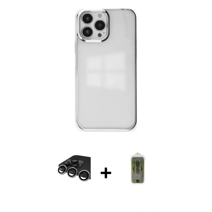 MARSİLYAN™- iPhone 14 Pro Max Kılıf Doruk Doku Prime - Siyah Joko Magic 5D Hayalet Cam + Raze Metal Kamera Lens - GS