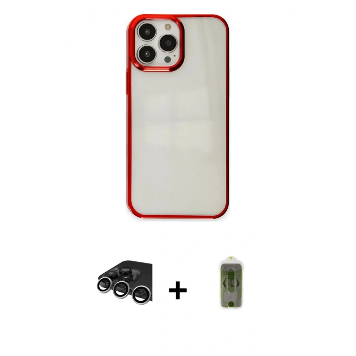 MARSİLYAN™- iPhone 14 Pro Max Kılıf Doruk Doku Prime - Siyah Joko Magic 5D Hayalet Cam + Raze Metal Kamera Lens - GS