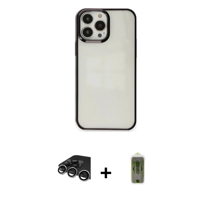 MARSİLYAN™- iPhone 14 Pro Max Kılıf Doruk Doku Prime - Siyah Joko Magic 5D Hayalet Cam + Raze Metal Kamera Lens - GS