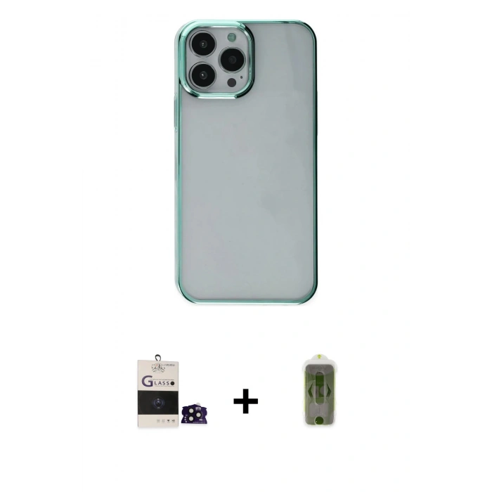 MARSİLYAN™- iPhone 14 Pro Max Kılıf Doruk Doku Prime - Siyah Joko Magic 5D Hayalet Cam + Bilvis Titan Kamera Lens - SH