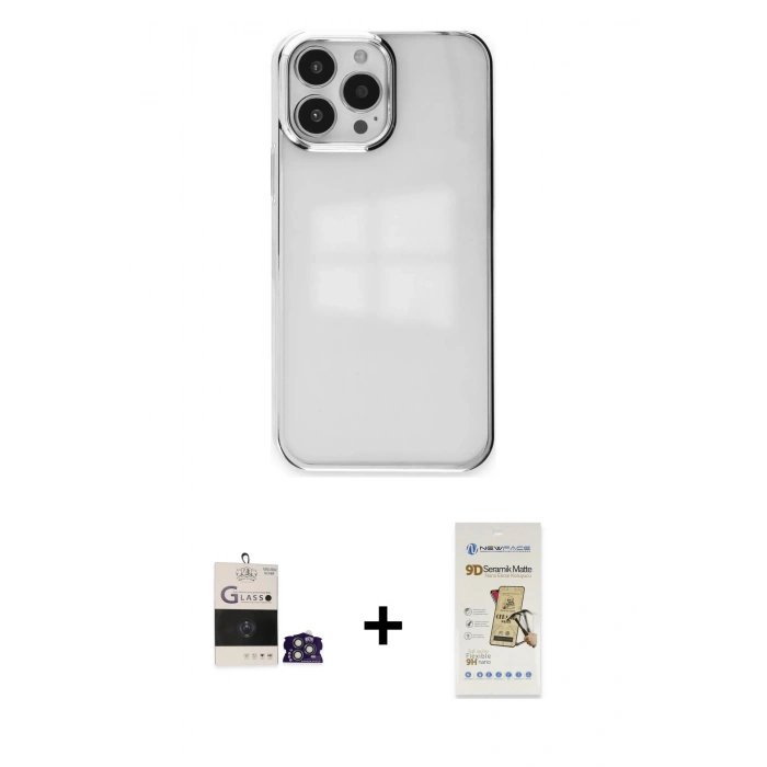 MARSİLYAN™- iPhone 14 Pro Max Kılıf Doruk Doku Prime - Siyah Mat Seramik Nano Ekran Koruyucu + Bilvis Titan Kamera Lens - GS