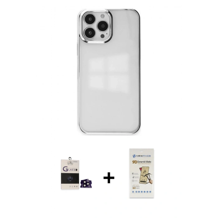 MARSİLYAN™- iPhone 14 Pro Max Kılıf Doruk Doku Prime - Siyah Mat Seramik Nano Ekran Koruyucu + Bilvis Titan Kamera Lens - SH