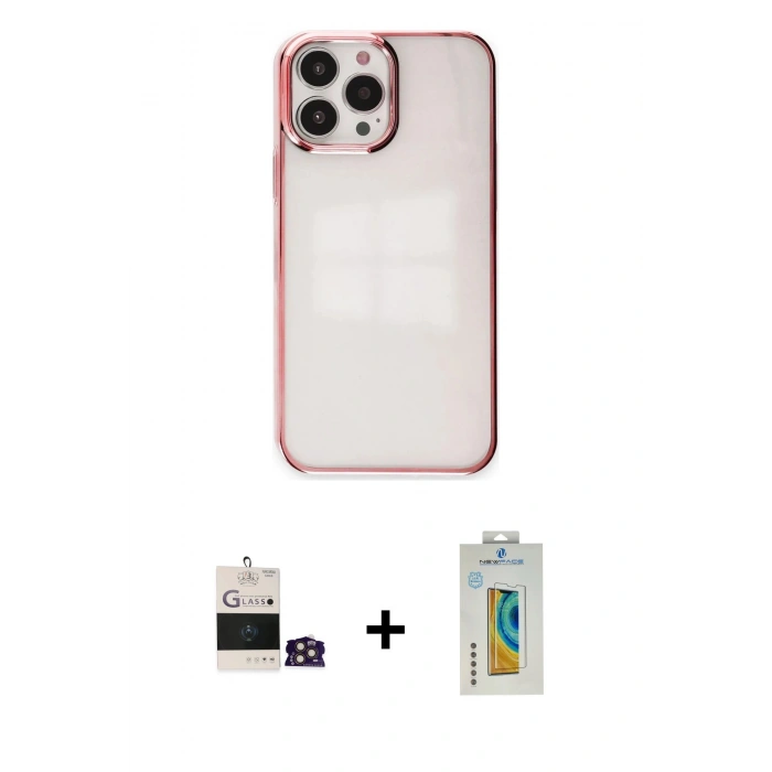 MARSİLYAN™- iPhone 14 Pro Max Kılıf Doruk Doku Prime - Siyah Polymer Nano Ekran Koruyucu + Bilvis Titan Kamera Lens - GD